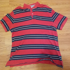 Tommy Hilfiger Classic Fit Polo Shirt SS Men's XL -Red, Navy Blue, White Striped