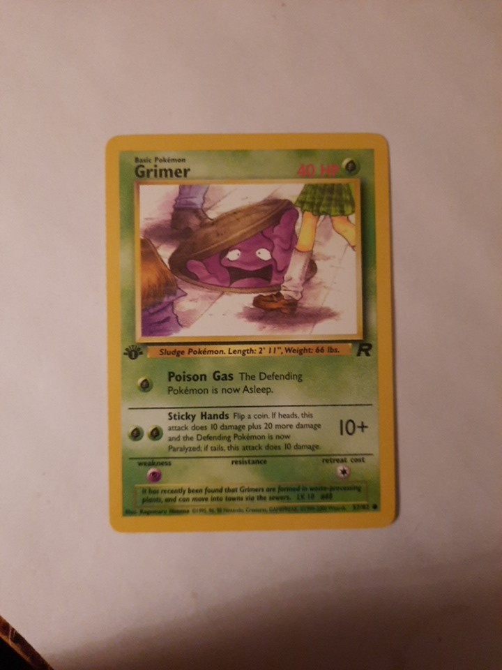 Pokemon Card Grimer 1st Edition 57/82 Common Team Rocket Vintage 2000 ( MINT ) .