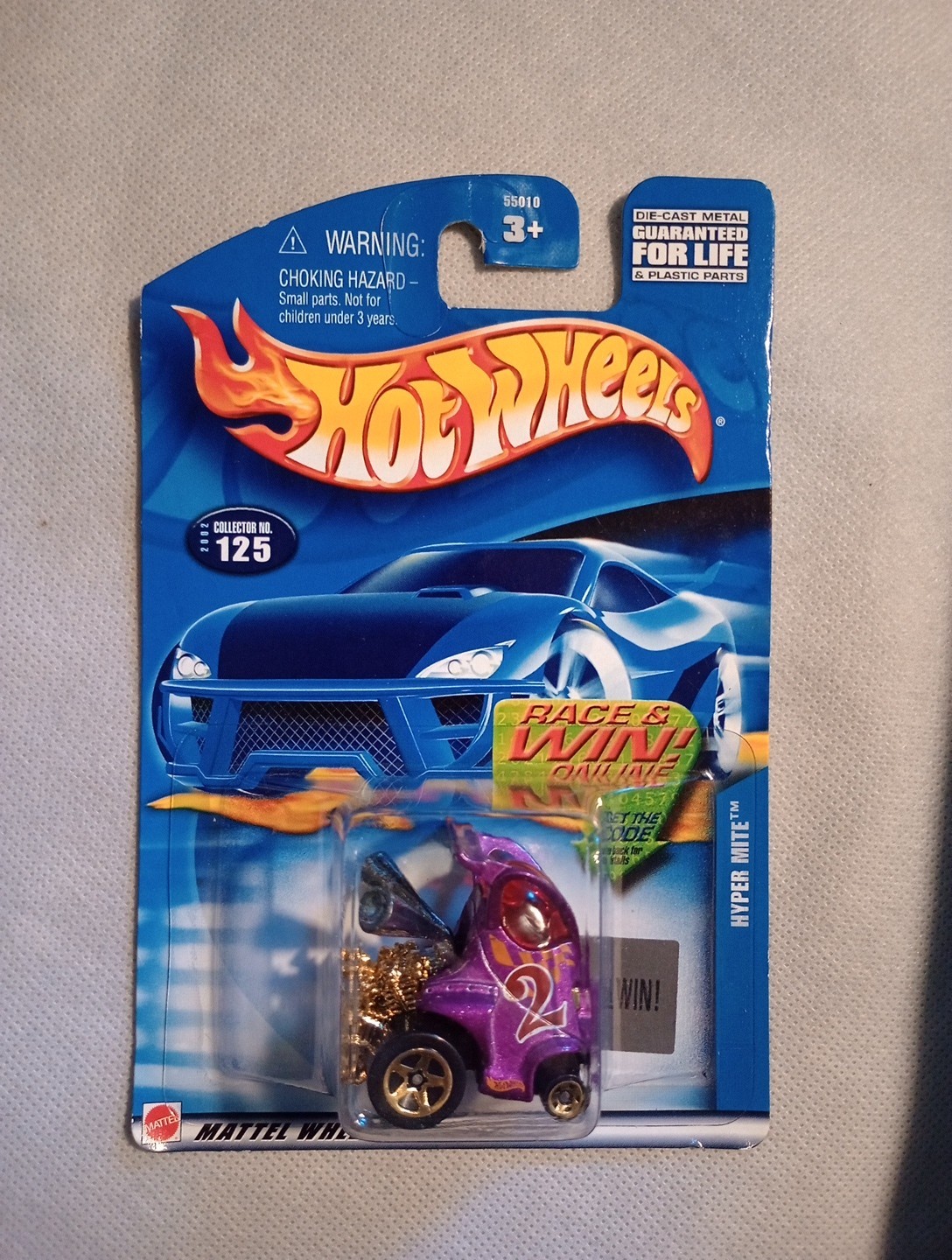 Hot Wheels 2002 Hyper Mite #125 mainline 55010 Purple with Mattel gold Wheels 