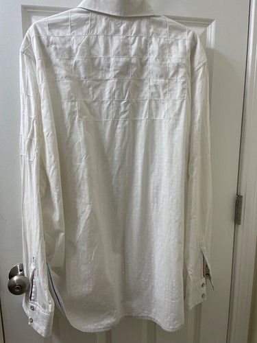Robert Graham Long Sleeve Button Up Shirt Men Cotton White Textured 3XL - Picture 9 of 11