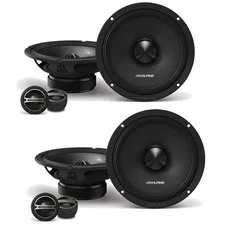 2 Pairs Alpine DM-65C-G 6.5" 2-way 4-ohm Component Car Speakers