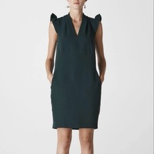 Whistles Safia Crepe V Neck Dress With Pockets Size 4