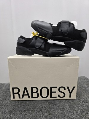 Raboesy black leather Adjustable strap Tabi Sneaker Size 7