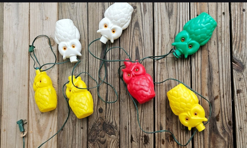 2 sets Vintage Owl Blow Mold String Lights Patio Camper