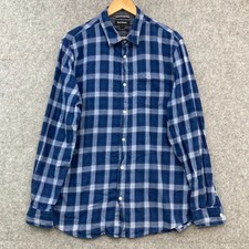Just Jeans Shirt Mens Large Blue Plaid Button...