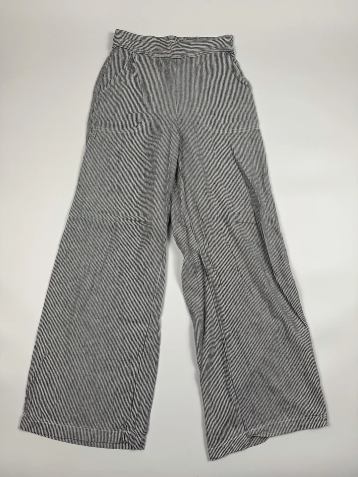 Pantalones Max Studio London Pierna Ancha Mujer XS Negro Blanco Rayas Recortados Foto 2 de 4