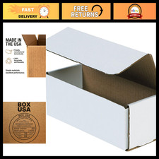 White Mailer Boxes 8x3x3 - 50 Pack, Shipping Packing Supplies, Durable Sturd