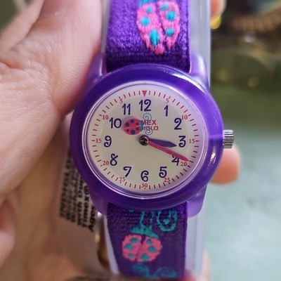 Timex Kids Time Teachers Indiglo Quartz Analog 30m Purple Ladybug Strap
