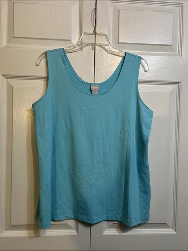Neu mit Etikett Chicos modernes Mikrofaser Basic Strick Tank Größe 3 (XL) transparent aquamarin
