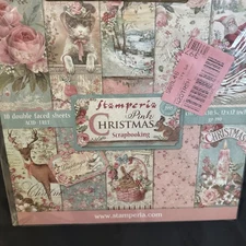 Stamperia Scrapbooking 12x12 Pink Christmas 10 Double Faced Sheets New Sealed