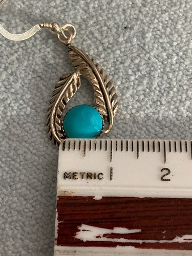 .925 Sterling Silber Türkis Federn Ohrhänger/Hänger Ohrringe T Philippinen - Bild 11 von 12