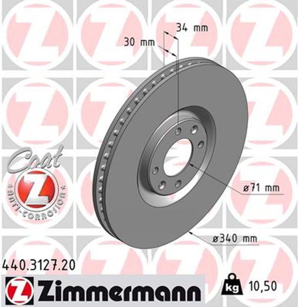 2X Bremsscheibe Coat Z Zimmermann 440.3127.20 FüR 308 DS4 CC Peugeot DS5 DS 1-image