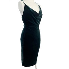 Windsor Deep Emerald Green Velvet Cowl Neck Midi Holiday Winter Dress M