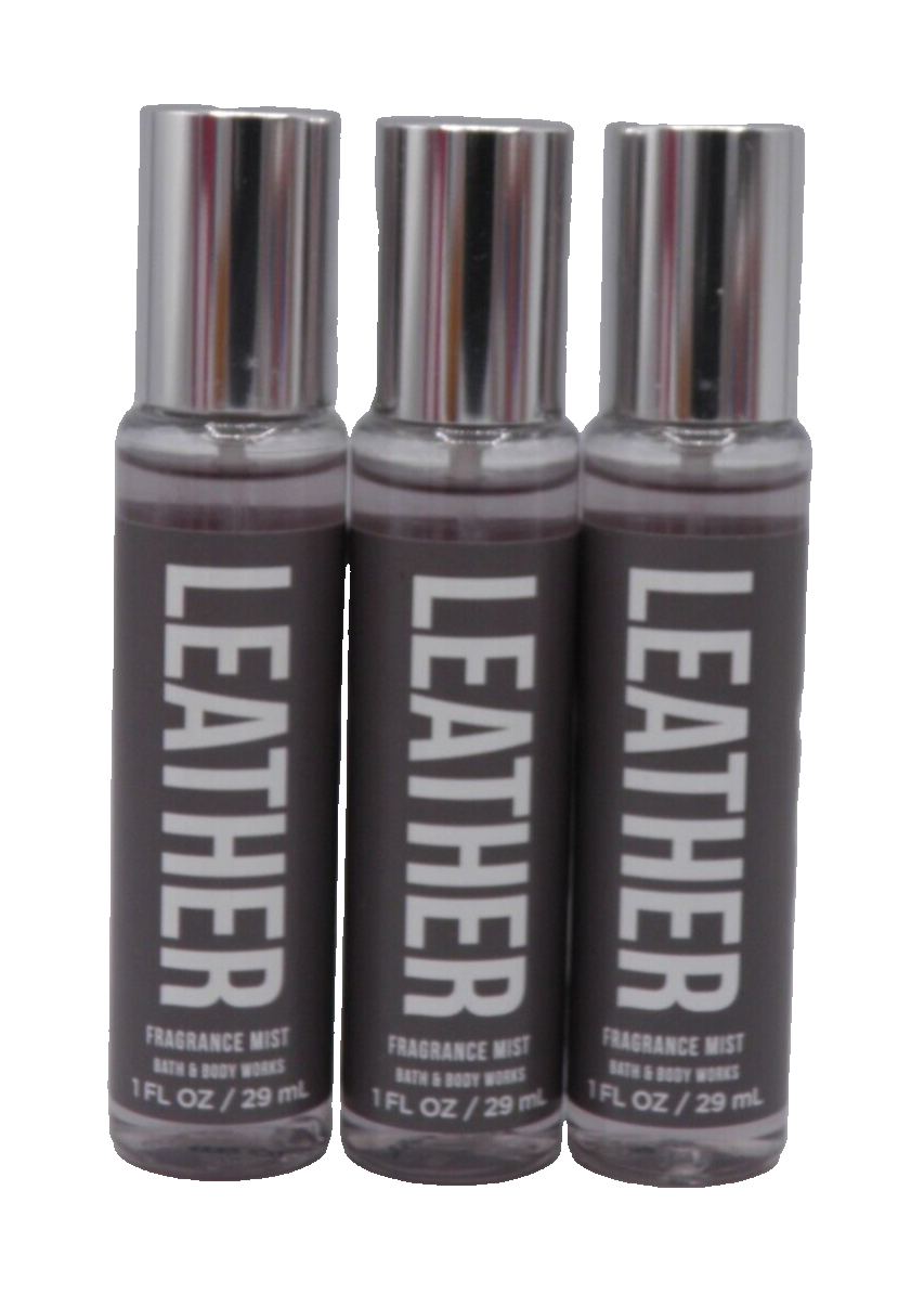 Bath & Body Works LEATHER Travel Size Fragrance Mist 1 oz (3 PACK)