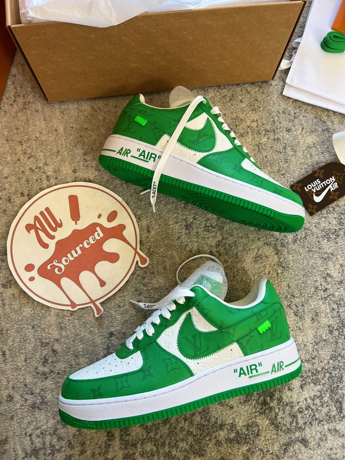 Louis Vuitton x Nike Air Force 1 Green size UK 8 (US 9) BRAND NEW