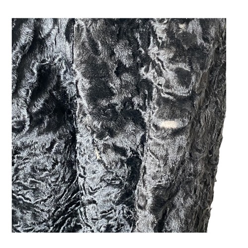 Vintage Black Persian Curly Lamb Brown Mink Trim Fur Jacket Small Short 50s - Picture 7 of 12