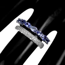 925 Sterling Silver Ring Oval Tanzanite Natural Gemstone Jewelry Size 6.5