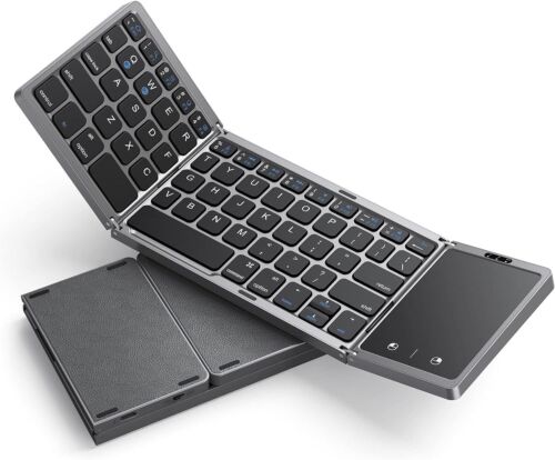 Wireless Bluetooth Foldable Keyboard with Touchpad for Tablet PC Laptop Phone - Picture 1 of 8