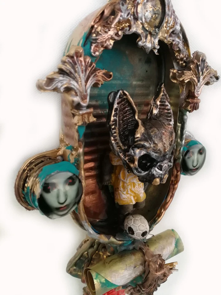 conjunto de arte moderno escultura original medios mixtos pintura animal murciélago vampiro Foto 4 de 4