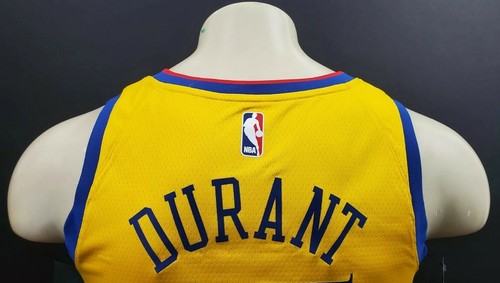 Nike Golden State Warriors Kevin Durant #35 Swingman Jersey, Yellow/Blue, Size S - Picture 4 of 9