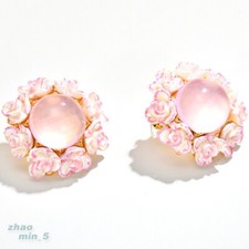 Fashion Crystal Flower Earrings Drop Dangle Earring Gold Tone Jewelry Party Gift