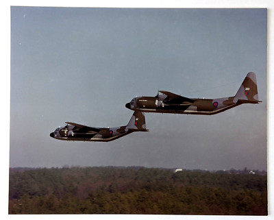 Royal Air Force RAF Lockheed C-130 Hercules Transport Planes In Flight VTG Photo