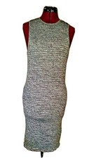Wilfred Free Dress L Women Gray Ribbed Sleeveless Stretch Bodycon Knit