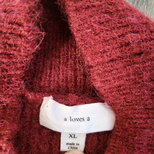 A loves A knit balloon sleeves sweater dress Size XL Dark Red Mock Neck Burgundy - Picture 6 of 8