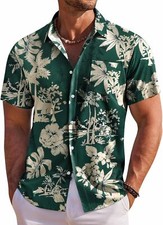 Men's Floral Hawaiian Shirt Short Sleeve Tropical Button Down Beach Casual Top