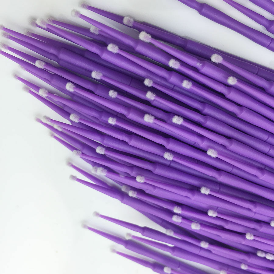 1000 Brosses Micro Applicateurs Dentaires Violettes - Poils Ultrafins 1.5 Mm - Jetables