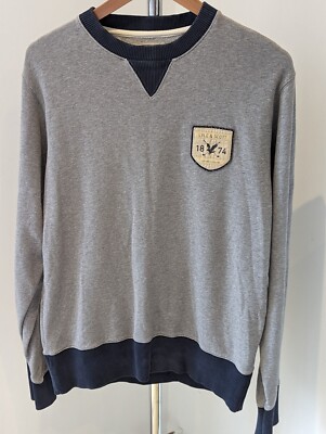 Lyle and Scott Blue Patch Logo Crew Neck Sweater Size Medium Rare Design 
