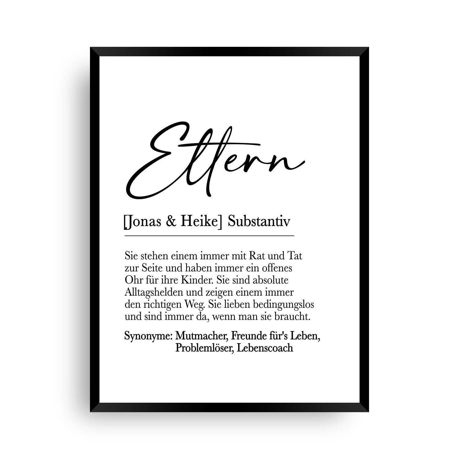 Poster Eltern | Definition - Ein Geschenk für die Eltern
