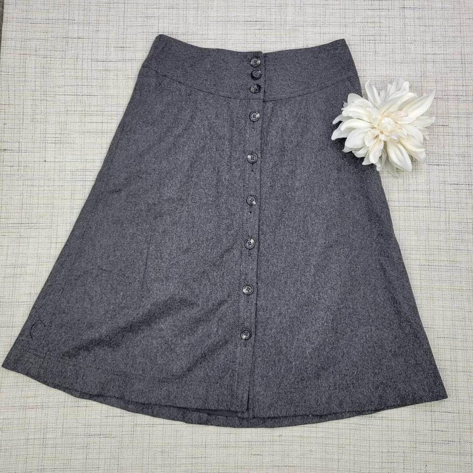 Banana Republic Womens Wool Blend Gray A-Line Midi Skirt Size 0