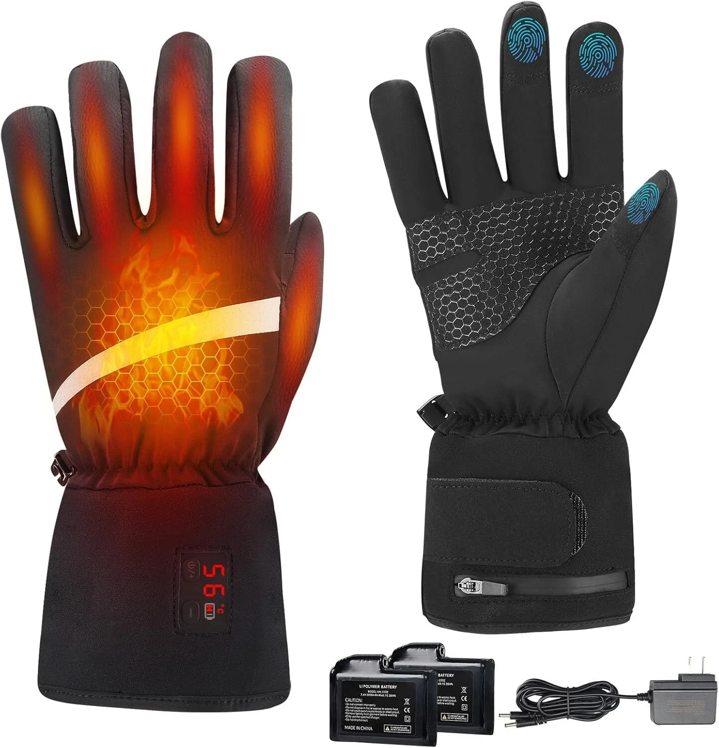 INKON Heated Gloves, Rechargeable Battery Waterproof, Black, small