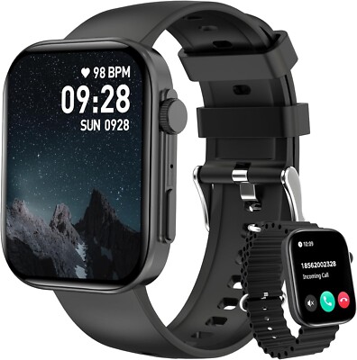 Smartwatch Herren Damen für Android iOS Fitnessuhr Pulsuhr Schrittzähler Schwarz