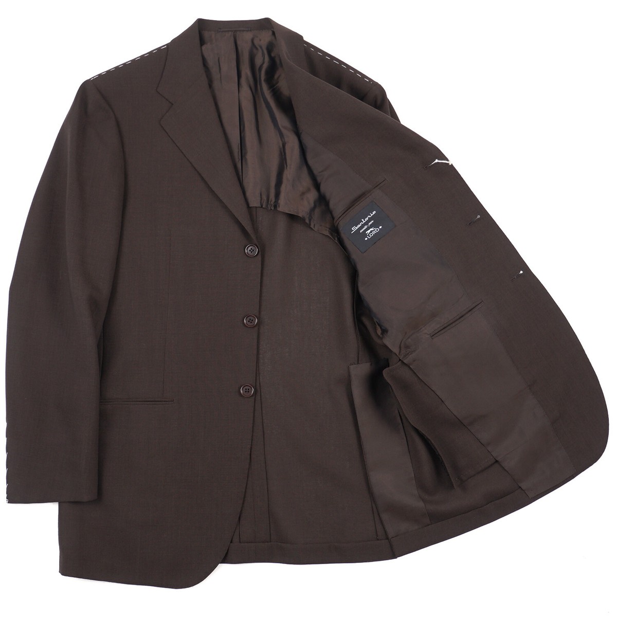 Sartorio Napoli by Kiton Chocolate Brown Fresco Wool Suit 38R (Eu