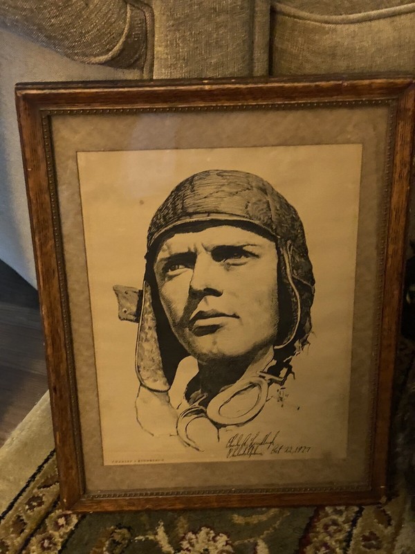 CHARLES LINDBERGH TRIBUTE  FRAMEDPRINT DRAWN BY JOHN GALLAGHER PHILADELPHIA 1927
