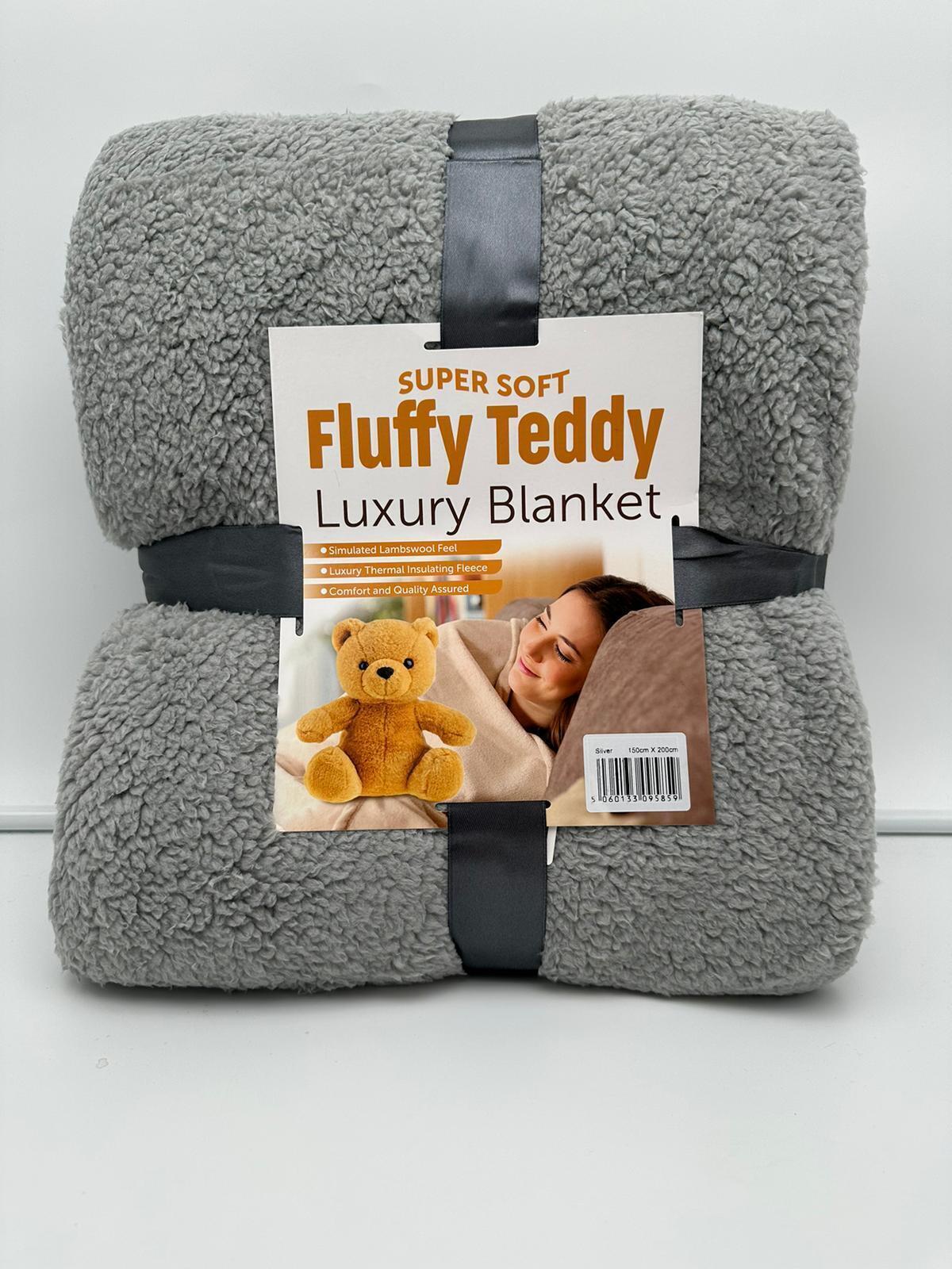 TEDDY BEAR FLEECE THROW OVER BED LARGE BEDSPREAD SOFT CUDDLY WARM SOFA