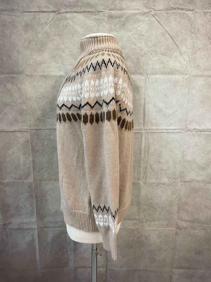 Свитер пуловер Adrienne Vittadini темно-бежевый с ложным вырезом 1/4 на молнии размер XL - Изображение 2 из 4