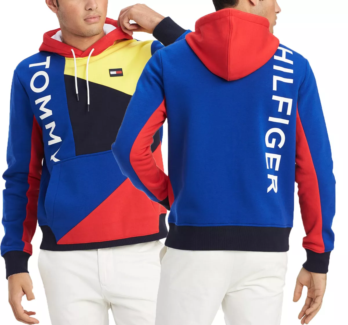 Tommy Hilfiger Big & Tall Men\'s Blue Finesse Colorblock Fleece Pullover  Hoodie | eBay