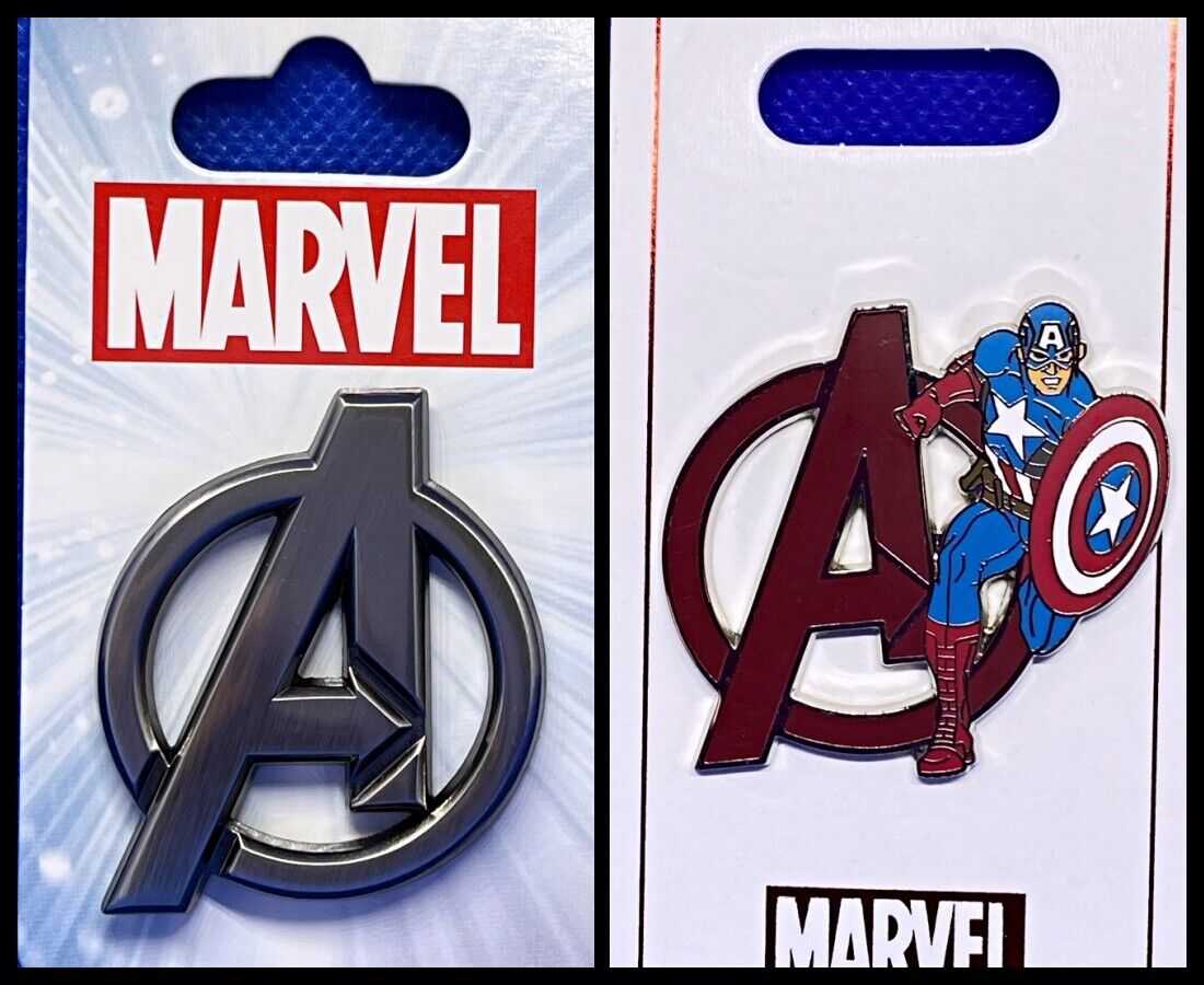 Disney Park MARVEL lot of 2 pins A Avengers logo + CAPTAIN AMERICA  - New!