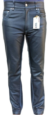 Men s Motorbike Motorcycle Jeans Pants Sheep Leather White Stitches Biker Pants