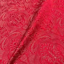 Red/Gold Treasure Jacquard, Quilted Look - Custom Tablecloths, Machine Washable
