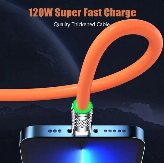 3-in-1 Fast Charging Cable 120W Max – USB-C, Micro-USB, & Lightning, 6ft, Metal & Silicone