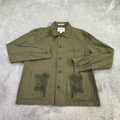 Scotch & Soda Jacket Mens Medium Embroidered Coat Corduroy Jacket Trunker Green