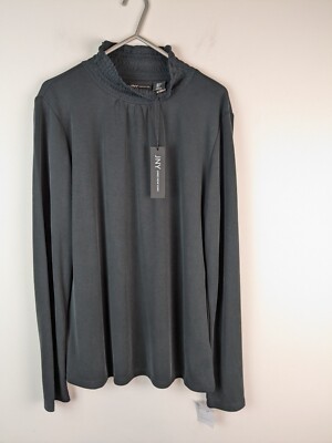 Jones New York Damen Gr. Large Hochgeschlossen Langarm Oberteil Bluse Neu