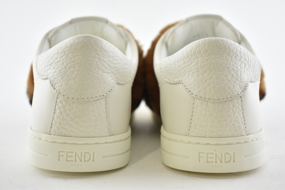 Fendi Slip-On Fur White Mens size 10-10.5 Fendi Flow Sneakers Leather White | Fendi main image 3