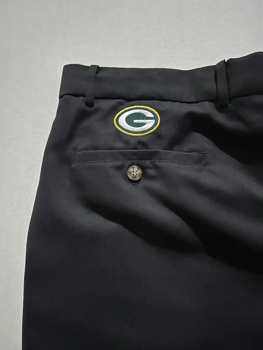 Greg Norman X Green Bay Packers Golf Shorts Men's 36 Black Pleated