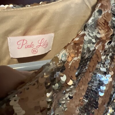 pink lily silver dress Pink Lily SOMEONE YOU LOVED TAUPE PRINTED MIDI DRESS