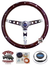 1949-1956 Ford Steering Wheel Blue Oval 15 Classic Mahogany Wood